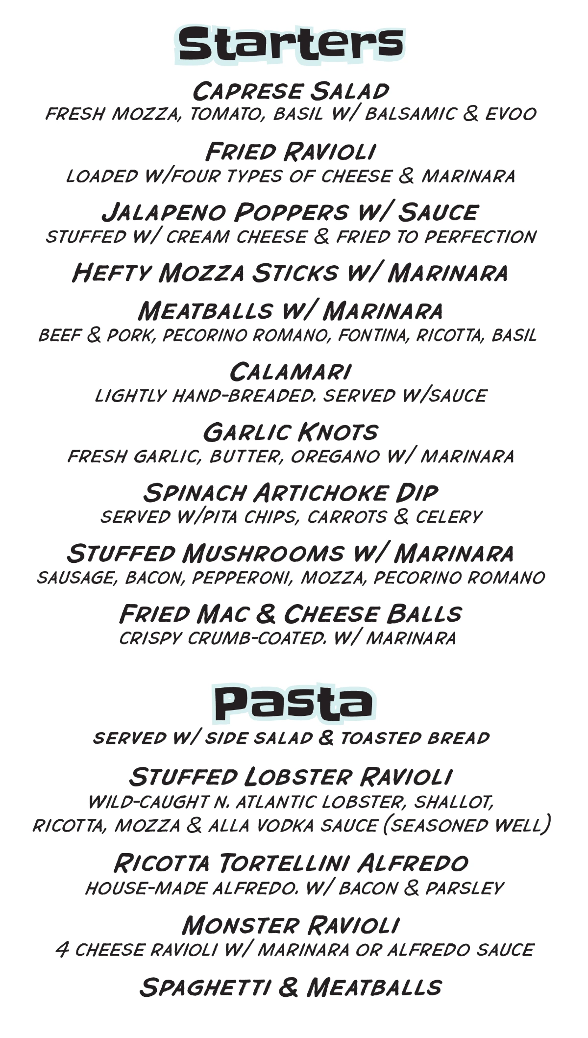 www.lennyz.pizza - Starters Menu - WEBSITE